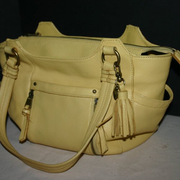THE SAK Lemon Yellow Pebble Leather Shoulder Hobo Bag  B-122 - Picture 2 of 11